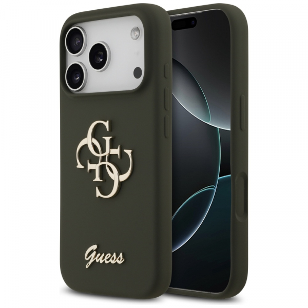 Husa pentru Apple iPhone 17 Pro, Guess, Big 4G Script, Kaki