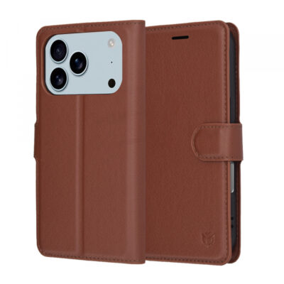 Husa pentru Apple iPhone 17 Pro Max, Techsuit, Leather Folio, Maro