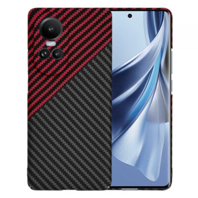 Husa pentru Oppo Reno10 / Reno10 Pro, Techsuit, Carbonite FiberShell, Neagra Rosie
