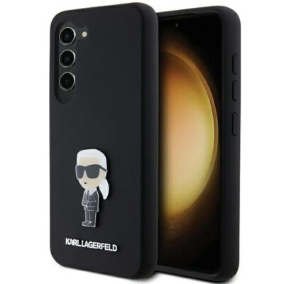 Husa pentru Samsung Galaxy S23+ S916, Karl Lagerfeld, Silicone Ikonik Karl Metal, Neagra