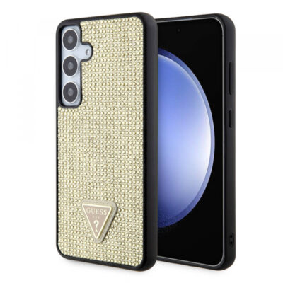 Husa pentru Samsung Galaxy S24+ S926, Guess, Rhinestone Triangle Logo, Aurie