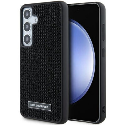 Husa pentru Samsung Galaxy S24+ S926, Karl Lagerfeld, Rhinestone Metal Plate, Neagra