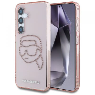 Husa pentru Samsung Galaxy S25 S931, Karl Lagerfeld, IML Rhinestones Karl’s Head, Roz