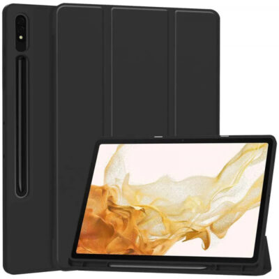 Husa pentru Samsung Galaxy Tab S8+ / Tab S7+, Techsuit, Flex Trifold, Neagra
