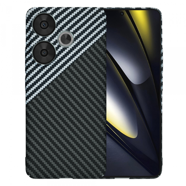 Husa pentru Xiaomi Poco F6, Techsuit, Carbonite FiberShell, Neagra Gri