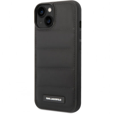 Husa pentru Apple iPhone 14 Plus, Karl Lagerfeld, Quilted Puffy Metal Logo, Neagra