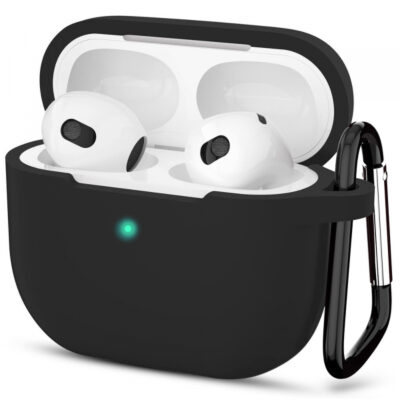Husa Techsuit Silicone pentru Apple AirPods 3, Neagra