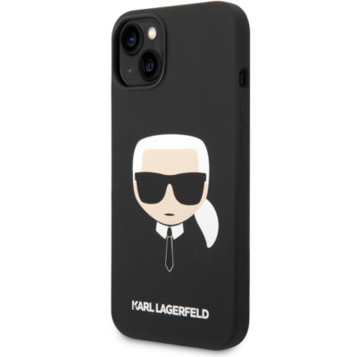 Husa pentru Apple iPhone 14 Plus, Karl Lagerfeld, Silicone Karl’s Head, Neagra