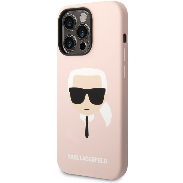 Husa pentru Apple iPhone 14 Pro Max, Karl Lagerfeld, Silicone Karl’s Head, Roz
