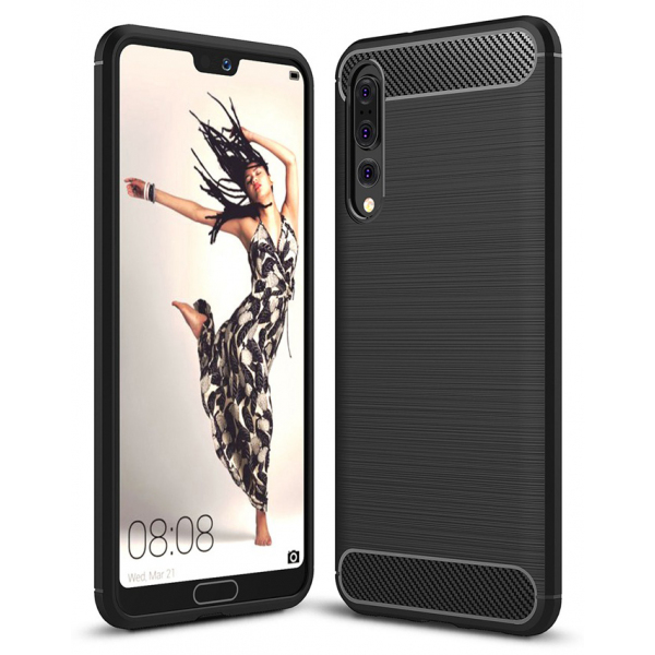 Husa pentru Huawei P20 Pro, OEM, Carbon, Neagra