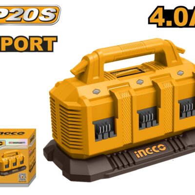 Incarcator 6 Porturi 20V 4A INGCO FCLI2064 pentru Acumulatori P20S, Incarcare Multipla Inteligenta Secventiala pentru Atelier si Utilizare