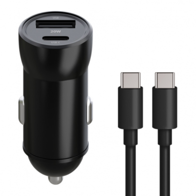 Incarcator Auto Cu Cablu USB-C MaXlife MXCC-04, 20W, 3A, 1 x USB-A – 1 x USB-C, Negru