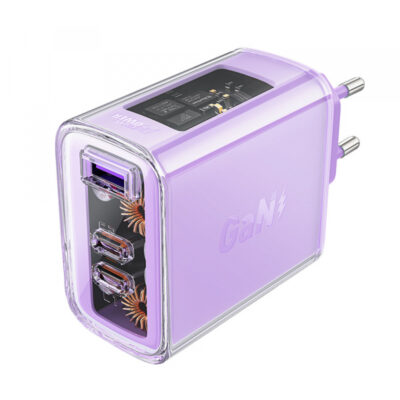 Incarcator Retea Acefast A45 Exploration, 65W, 3.25A, 1 x USB-A – 2 x USB-C, Mov