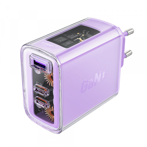 Incarcator Retea Acefast A45 Exploration, 65W, 3.25A, 1 x USB-A – 2 x USB-C, Mov