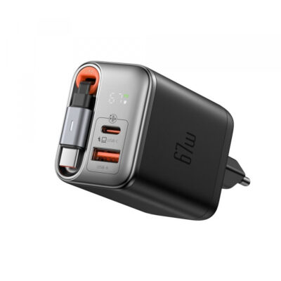 Incarcator Retea Cu Cablu USB-C McDodo CH-4100 FreeGo Display, 67W, 3.35A, 1 x USB-A – 1 x USB-C, Negru