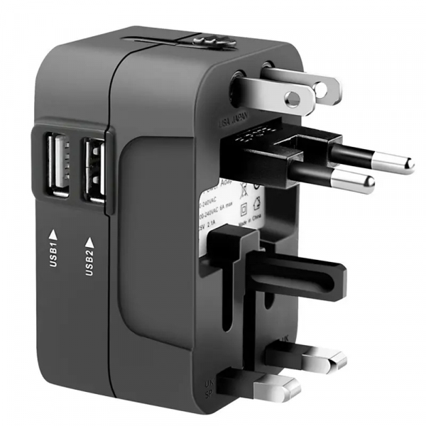 Incarcator Retea Techsuit HHT202 Travel, 10W, 2A, 2 x USB-A, Negru