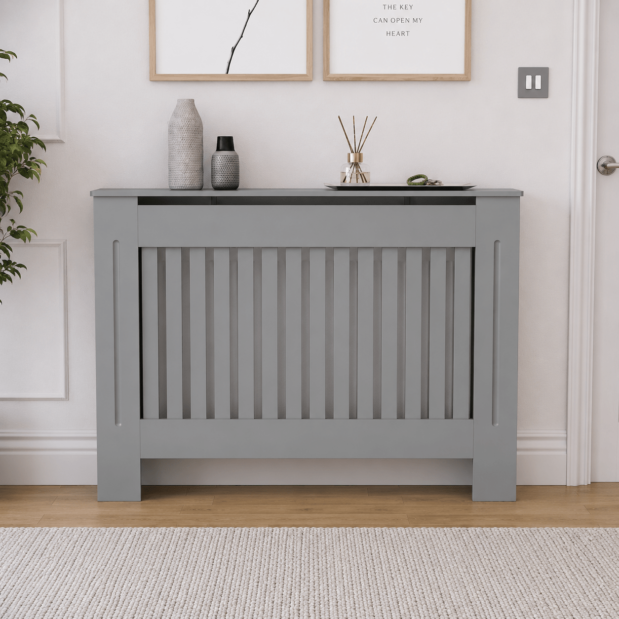 Masca pentru Calorifer ECO-L 132 cm, MDF Vopsit de 18 mm Lame Verticale, Gri antracit – Default Title