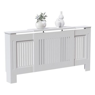 Masca pentru Calorifer ECO-3XL 140/204 cm Ajustabila, MDF Vopsit de 21 mm Lame Verticale, Alb lucios – Default Title