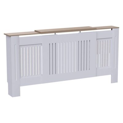 Masca pentru Calorifer ECO-3XL 140/204 cm Ajustabila, MDF Vopsit de 21 mm Lame Verticale, Maro/Alb lucios – Default Title