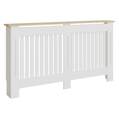 Masca pentru Calorifer ECO-XL 152 cm, MDF Vopsit de 21 mm Lame Verticale, Maro/Alb lucios – Default Title