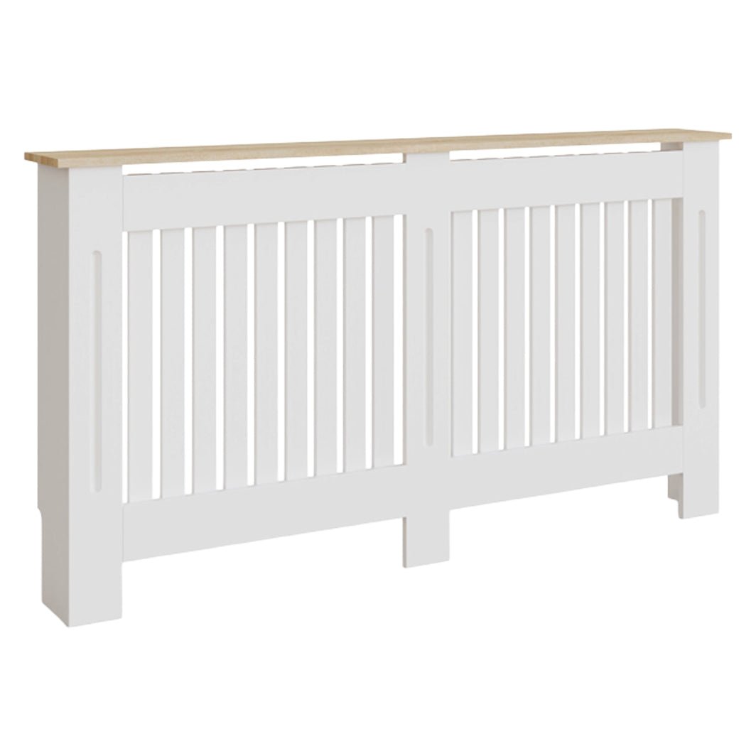 Masca pentru Calorifer ECO-XL 152 cm, MDF Vopsit de 21 mm Lame Verticale, Maro/Alb lucios – Default Title