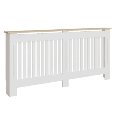 Masca pentru Calorifer ECO-XXL 172 cm, MDF Vopsit de 21 mm Lame Verticale, Maro/Alb lucios – Default Title