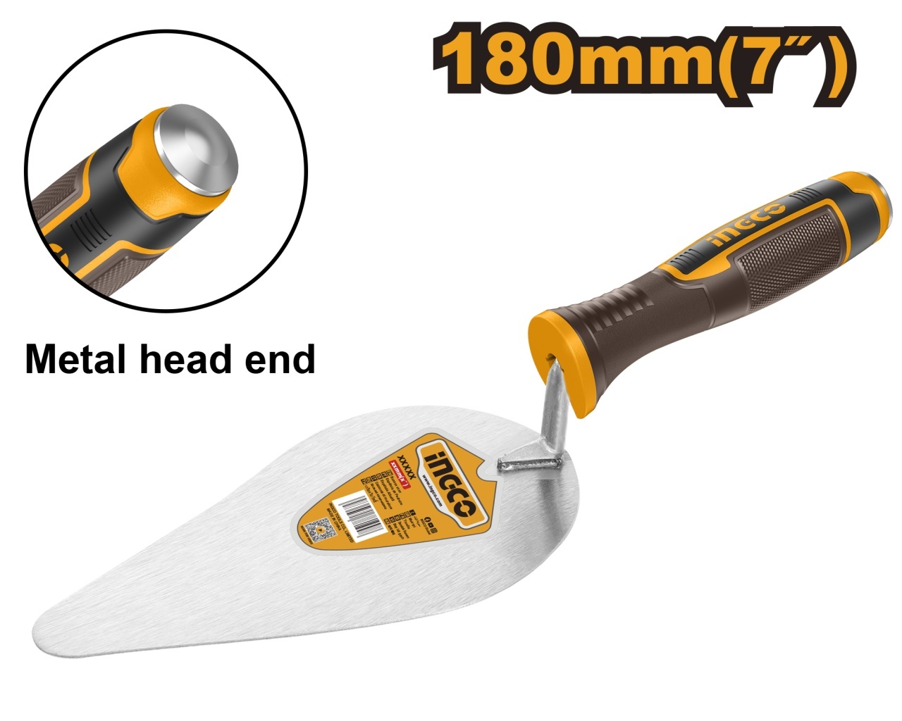 Mistrie Varf Rotund Ascutit 180mm Maner Cauciucat INGCO HBT718