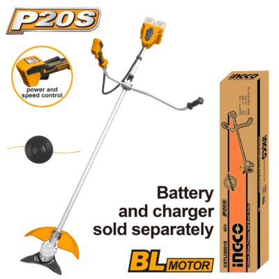 Motocoasa 40V INGCO CSTLI20018 brushless, trimmer iarba 330mm, lama 255mm, 2 viteze, fara acumulator si incarcator