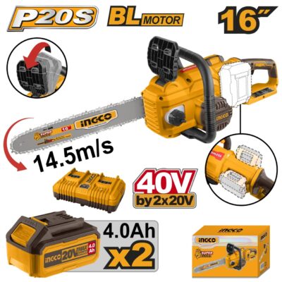 Motofierastrau 40V cu 2 Acumulatori 20V 4Ah INGCO CGSLI401682