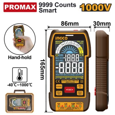 Multimetru Digital 1000V Industrial 9999 Puncte INGCO DM110004