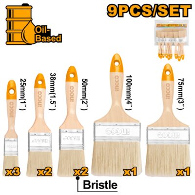 Pensule Maner din Lemn Set 9buc