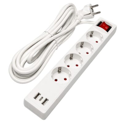 Prelungitor cu Intrerupator si USB 5M + 3P