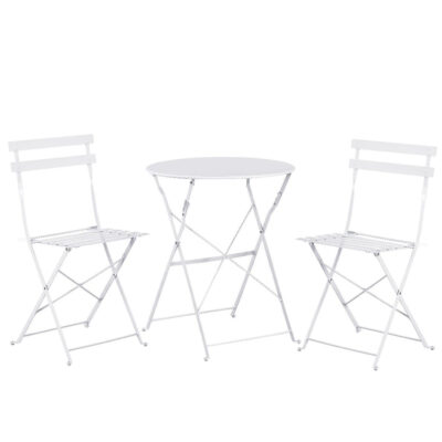 Set Bistro Flair – masă și 2 scaune din oțel vopsit – Alb – Default Title