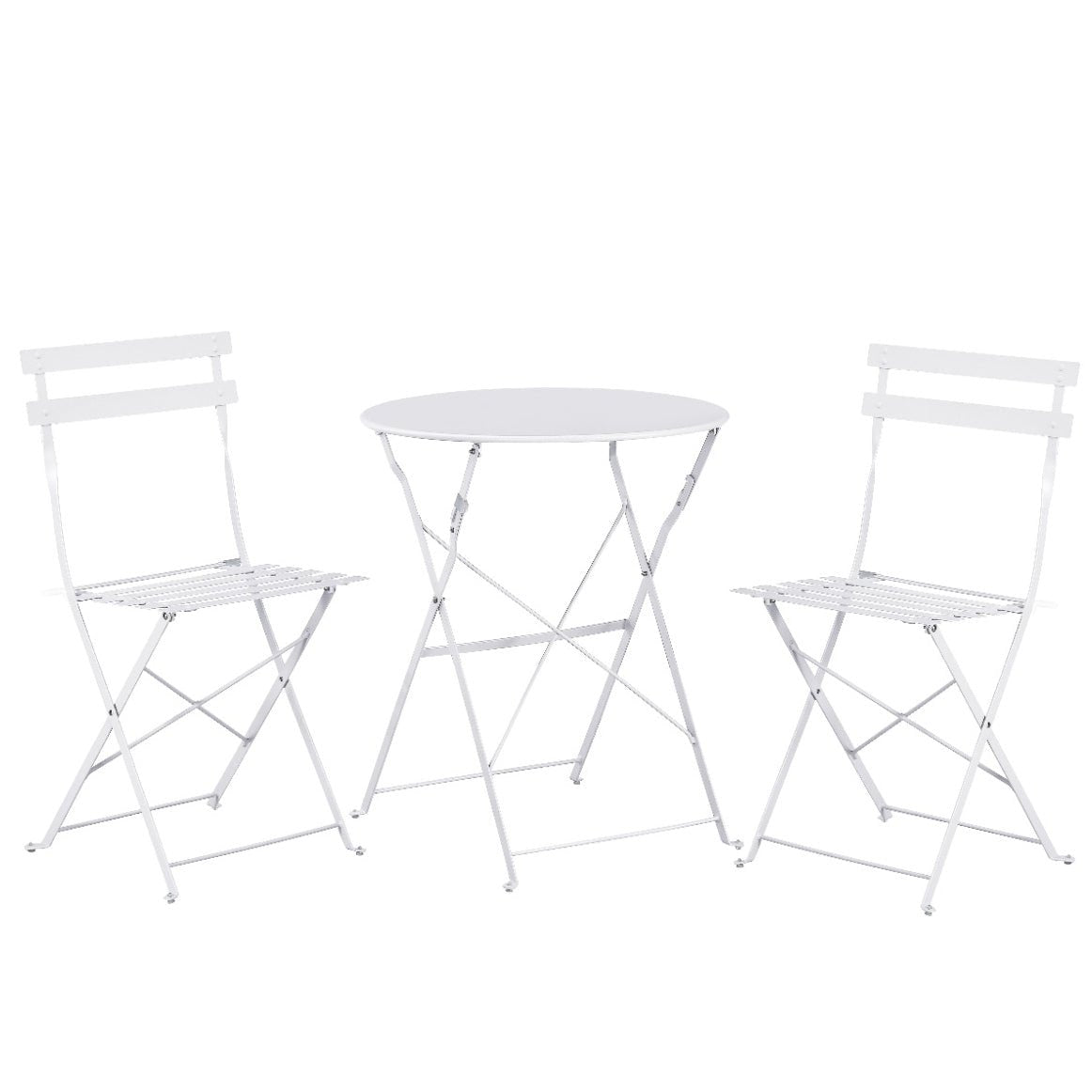Set Bistro Flair – masă și 2 scaune din oțel vopsit – Alb – Default Title