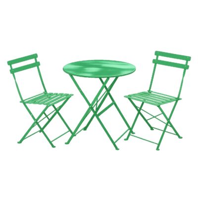 Set Bistro Flair – masă și 2 scaune din oțel vopsit – Verde – Default Title
