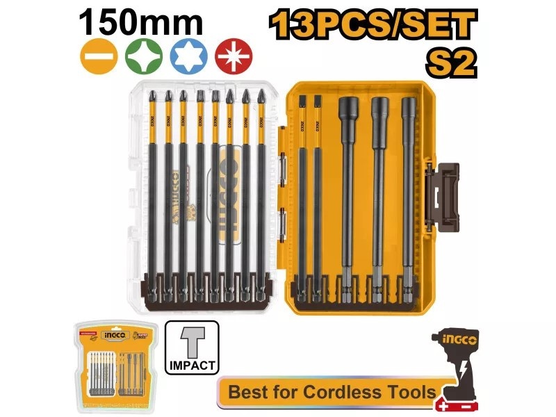 Set Biti Lungi Impact 13buc INGCO AKDL01306