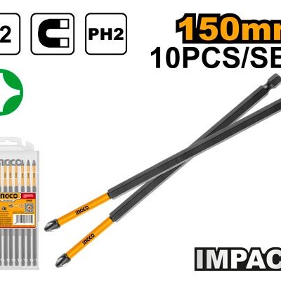 Set Biti PH2 Lungi Impact Surubelnita 10buc 150mm INGCO SDBIM11PH263