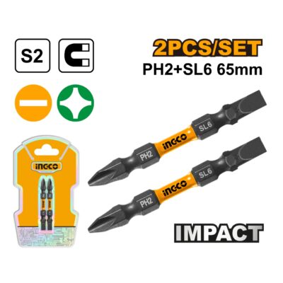 Set Biti PH2 + SL6 Combinat Impact 10buc (nou) INGCO SDBIM72HL665