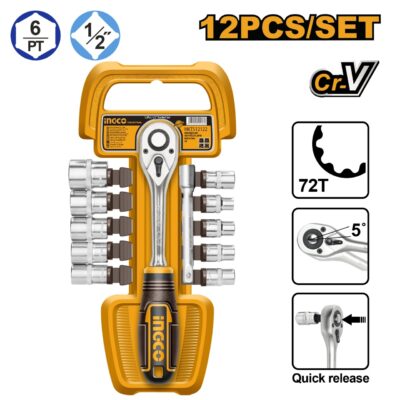 Set Chei Tubulare Clichet 1/2 12buc INGCO HKTS12122
