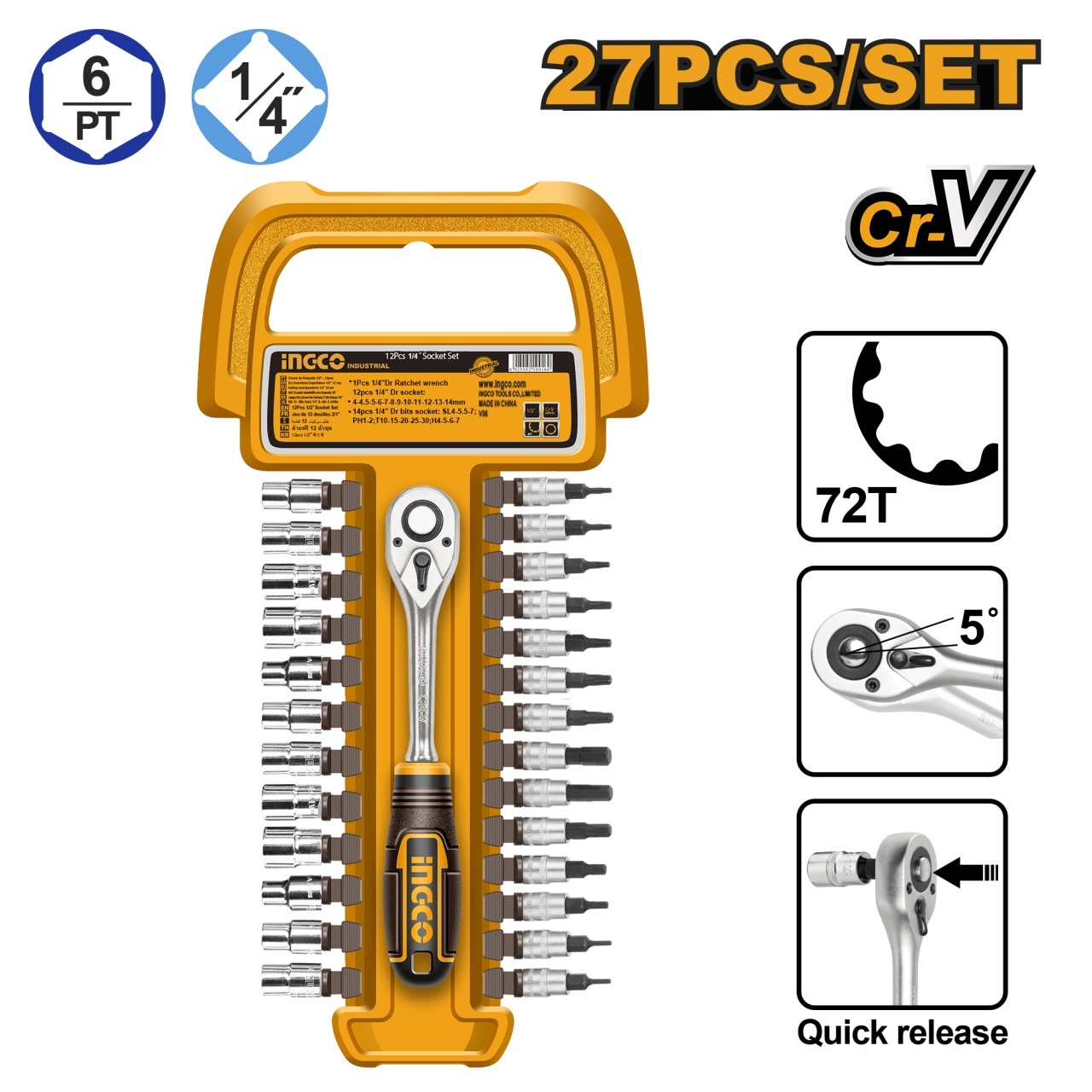 Set Chei Tubulare Clichet 1/4 27buc