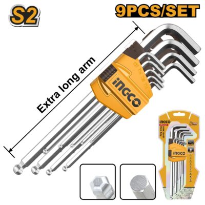 Set Imbus 1.5-10mm Extra Lung cu Bila 9buc INGCO HHK12092