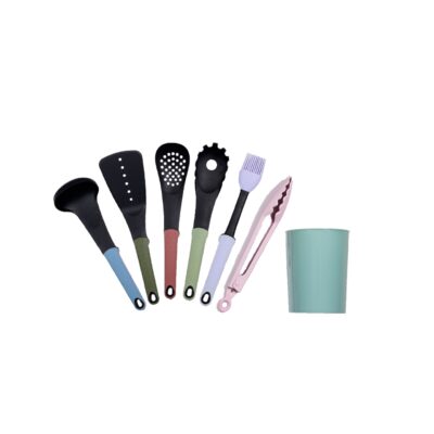 Set Ustensile Bucatarie Color cu Suport 7 buc