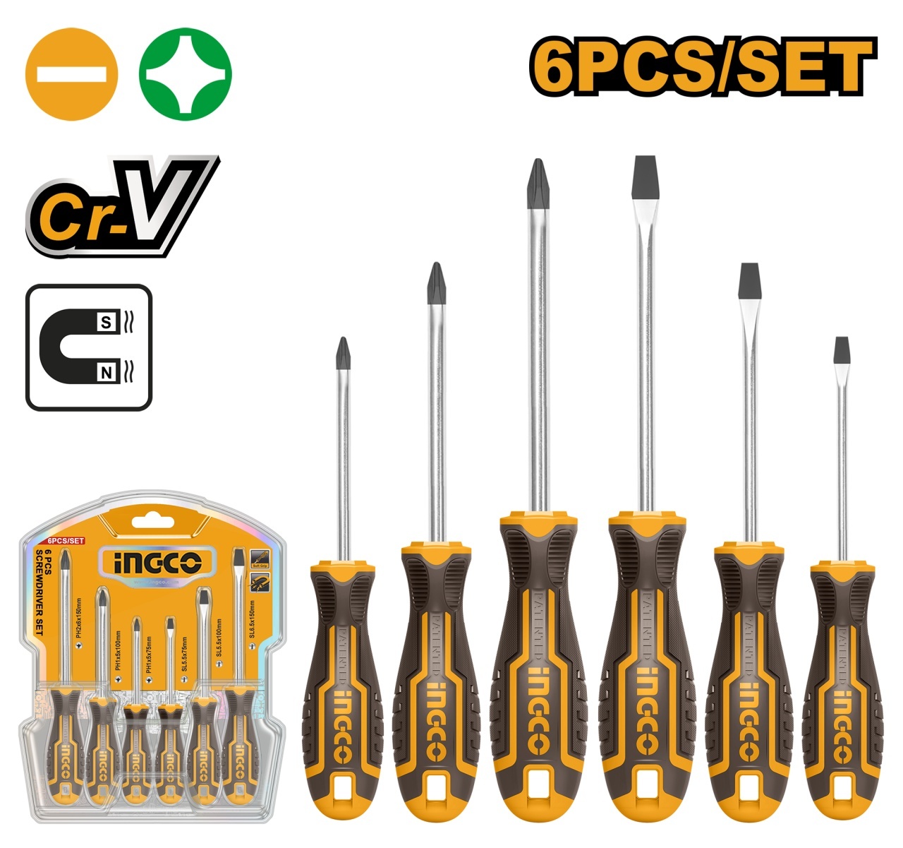 Surubelnite Set 6buc CRV INGCO HKSD0628