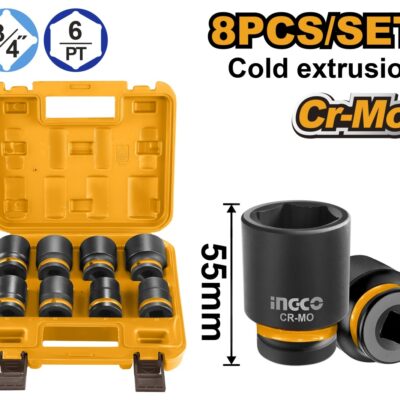 Trusa Tubulare IMPACT 3/4 8buc INGCO HKISSD34081